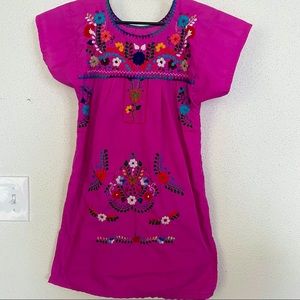 Child’s fuchsia Mexican embroidered dress!